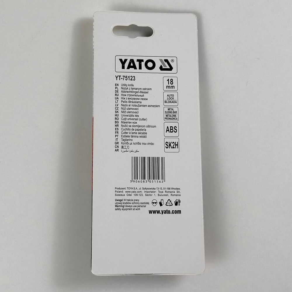 Ніж 18 мм, пластиковий корпус YATO ( YT-75123 )